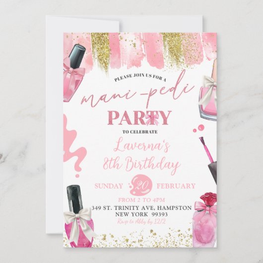 Roze Coquette Mani-Pedi Spa make-up verjaardagsfee Kaart (Voorkant)