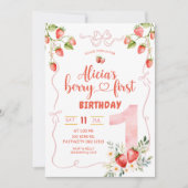 Roze Coquette Meisje Berry Sweet Eerste Verjaardag Kaart (Voorkant)