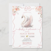 Roze Coquette Meisje gekroond Zwaan Uitnodiging (Voorkant)