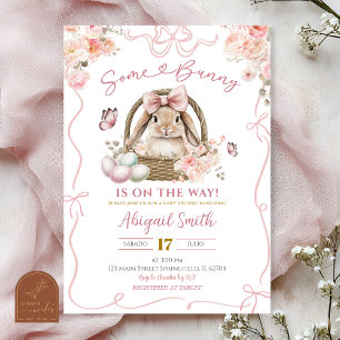 Roze Coquette Meisje Pasen Konijn Baby Shower Kaart
