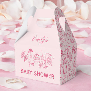 Roze coquette modern handgetekende baby shower bedankdoosjes