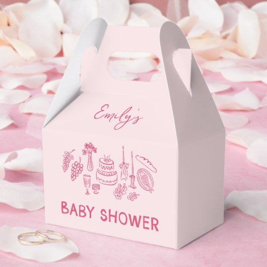 Roze coquette modern handgetekende baby shower bedankdoosjes (Huwelijk)