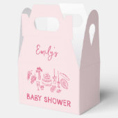 Roze coquette modern handgetekende baby shower bedankdoosjes (Geopend)
