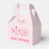 Roze coquette modern handgetekende baby shower bedankdoosjes (Voorkant Zijde)