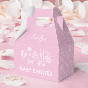 Roze coquette modern handgetekende baby shower bedankdoosjes