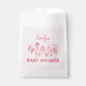 Roze coquette modern handgetekende baby shower bedankzakje (Voorkant)