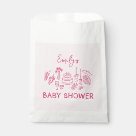 Roze coquette modern handgetekende baby shower bedankzakje