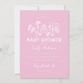 Roze coquette modern handgetekende baby shower kaart (Voorkant)