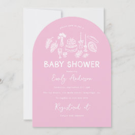 Roze coquette modern handgetekende baby shower kaart