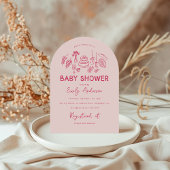 Roze coquette modern handgetekende baby shower kaart