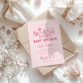 Roze coquette modern handgetekende baby shower kaart