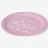 Roze coquette modern handgetekende baby shower papieren bordje (Gekanteld)