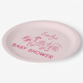 Roze coquette modern handgetekende baby shower papieren bordje (Gekanteld)