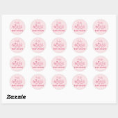 Roze coquette modern handgetekende baby shower ronde sticker (Vel)