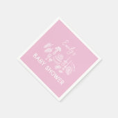 Roze coquette modern handgetekende baby shower servet (Hoek)