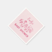 Roze coquette modern handgetekende baby shower servet (Hoek)