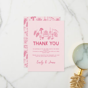 Roze coquette moderne hand getekend Bedankt
