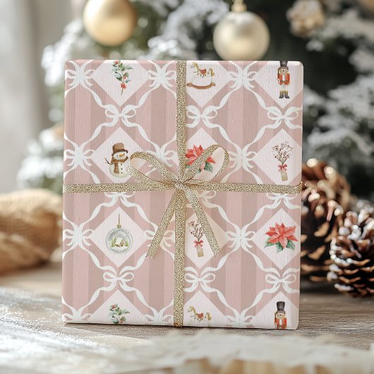 Roze Coquette Notenkraker Kerstmis Cadeaupapier
