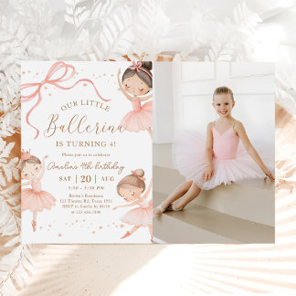 Roze Coquette Onze Kleine Ballerina Verjaardagsfot Kaart
