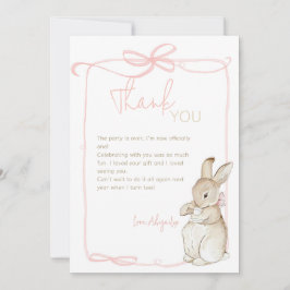 Roze Coquette Peter het Konijn 1e Verjaardag Bedankkaart