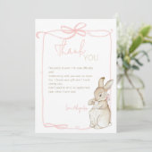 Roze Coquette Peter het Konijn 1e Verjaardag Bedankkaart (Staand voorkant)