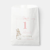 Roze Coquette Peter het Konijn 1e Verjaardag Bedankzakje (Voorkant)