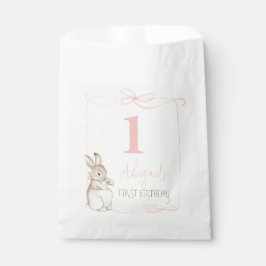 Roze Coquette Peter het Konijn 1e Verjaardag Bedankzakje