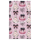 Roze Coquette Pompoen Geesten Halloween Patroon Klein Cadeauzakje (Achterkant)