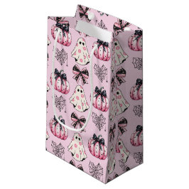 Roze Coquette Pompoen Geesten Halloween Patroon Klein Cadeauzakje