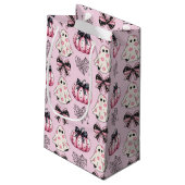 Roze Coquette Pompoen Geesten Halloween Patroon Klein Cadeauzakje (Achterkant Gekanteld)