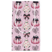 Roze Coquette Pompoen Geesten Halloween Patroon Klein Cadeauzakje (Voorkant)