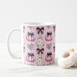 Roze Coquette Pompoen Geesten Halloween Patroon Koffiemok