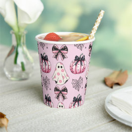 Roze Coquette Pompoen Geesten Halloween Patroon Papieren Bekers