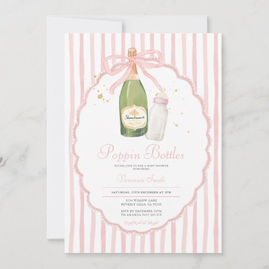Roze Coquette Poppin Flessen Koppels Baby shower Kaart (Voorkant)