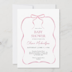 Roze Coquette Ribbon Bow Elegant Meisje Baby showe Kaart