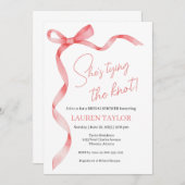 Roze Coquette Ribbon Bruids Douche Uitnodiging (Voorkant / Achterkant)