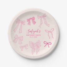 Roze Coquette Ribbons Verjaardagsfeest Papier Bord