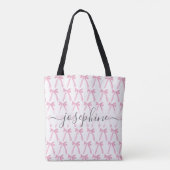 Roze coquette schattige strik linten gepersonalise tote bag (Achterkant)