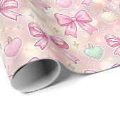 Roze Coquette Snoepstok Cadeaupapier (Rol Hoek)