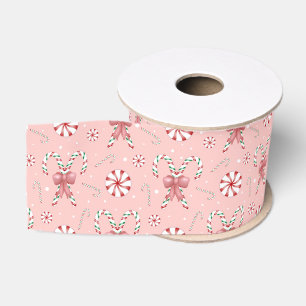Roze Coquette Snoepstok Patroon Vakantie Grosgrain Lint