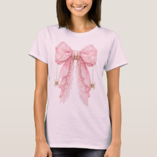 Roze Coquette Spinzen Boog T-Shirt
