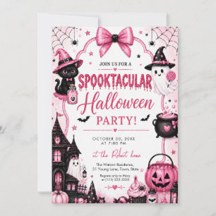 Roze Coquette Spooktacular Halloween-feest Kaart
