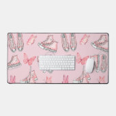 Roze Coquette Stijl Hoge Top Gym Schoenen en Bloem Bureaumat (Keyboard & Muis)