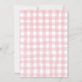 Roze Coquette Strawberry Gingham Eerste Verjaardag Kaart (Achterkant)