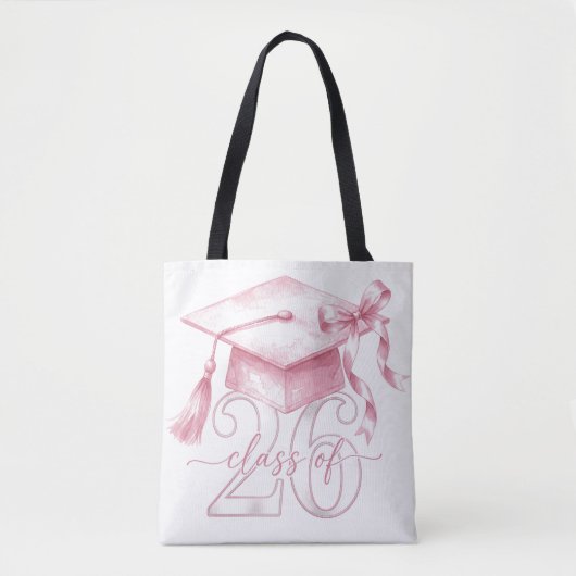 Roze Coquette Strik Afstudeerklas 2026 Eerstejaars Tote Bag (Voorkant)