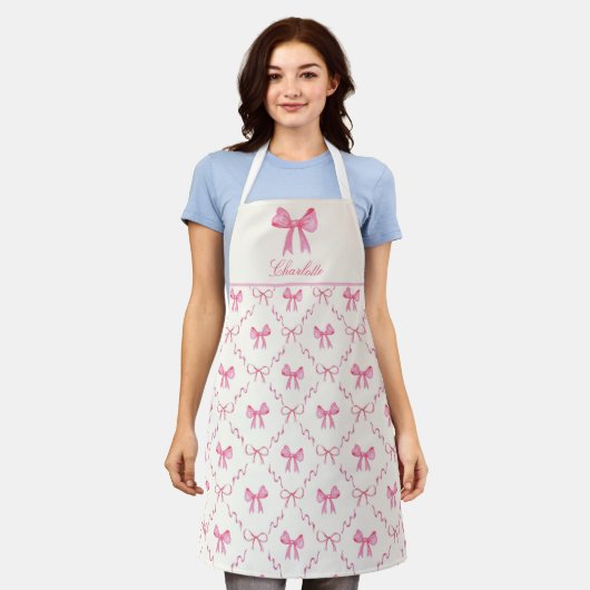 Roze Coquette Strik Apron Schort (Gedragen)