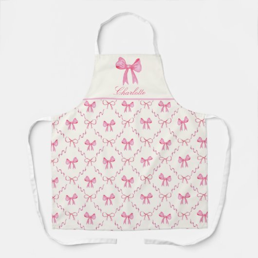 Roze Coquette Strik Apron Schort (Voorkant)