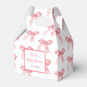Roze Coquette Strik Baby shower Bedankdoosjes (Voorkant Zijde)