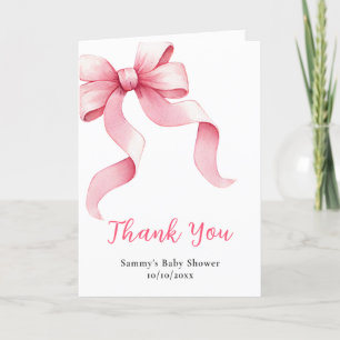 Roze Coquette Strik Baby Shower Bedankkaart