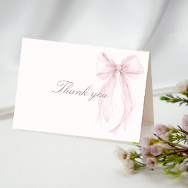 Roze Coquette Strik Baby Shower Bedankkaart